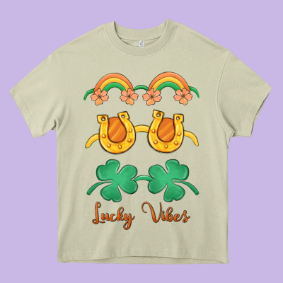 Lucky Vibes St. Patrick's Day Heavy Core Tee Designed By Maliassmallbusiness
