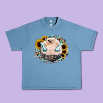 Hedgehog With Sunflower Urban Heavy Tee Designed By Bettercallsaul