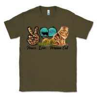 Army Green Peace Love Persian Cat Classic Tee - LillyAllenDesigns