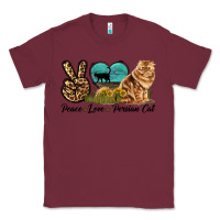 Burgundy Peace Love Persian Cat Classic Tee - LillyAllenDesigns