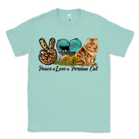 Seafoam Peace Love Persian Cat Classic Tee - LillyAllenDesigns