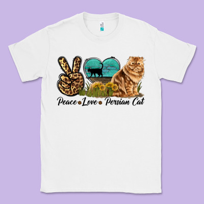 Peace Love Persian Cat Classic Tee Designed By Lillyallendesigns