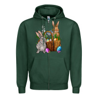 Sports Green Bunnys carrots eggs with basket easter Zipper Hoodie - OliviaCreatesArt