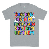 Heather Grey pride pronouns Classic Tee - Artiststas
