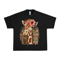Giraffe With Floral Urban Heavy Tee | Teevron