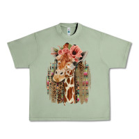 Oil Green Giraffe with Floral Urban Heavy Tee - Bettercallsaul