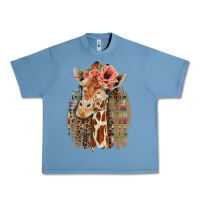 Pebble Blue Giraffe with Floral Urban Heavy Tee - Bettercallsaul