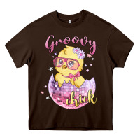 Chocolate Brown groovy chick easter Heavy Core Tee - MaliasSmallBusiness
