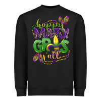 Black happy mardi gras yall Heavyweight Sweatshirt - CowGirlArtShop
