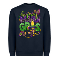 Navy happy mardi gras yall Heavyweight Sweatshirt - CowGirlArtShop
