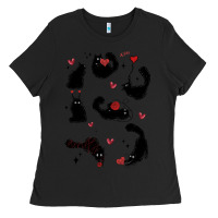 Black valentine cat Ladies Tee - MaliasSmallBusiness