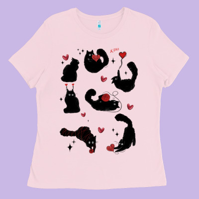 Valentine Cat Ladies Tee Designed By Maliassmallbusiness