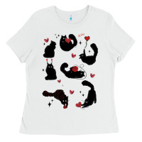 White valentine cat Ladies Tee - MaliasSmallBusiness