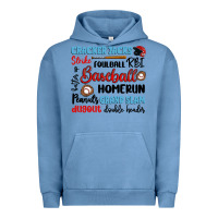 Pigment Pebble Blue baseball typography words Urban Hoodie - Artiststas