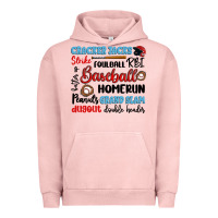 Pigment Salmon baseball typography words Urban Hoodie - Artiststas