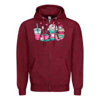 Burgundy dentist coffee cups Zipper Hoodie - OliviaCreatesArt