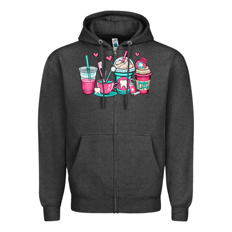Dentist Coffee Cups Zipper Hoodie by OliviaCreatesArt | Teevron