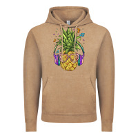 Vintage Coffee pineapple with headphone Vintage Hoodie - BarkalooDesign