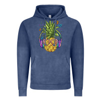 Vintage Denim pineapple with headphone Vintage Hoodie - BarkalooDesign