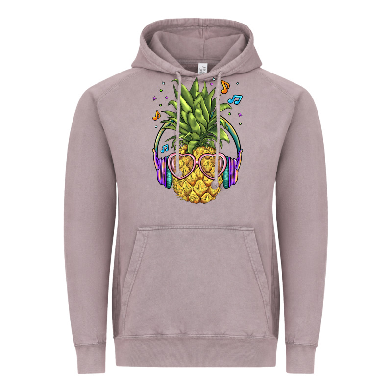 Pineapple With Headphone Vintage Hoodie by BarkalooDesign | Teevron