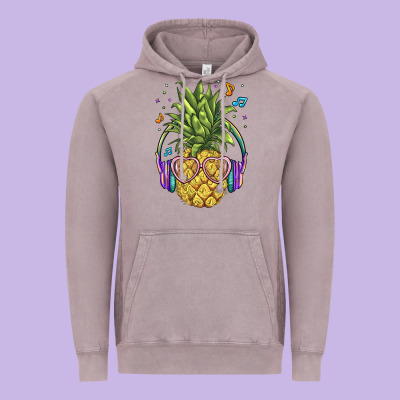 Pineapple With Headphone Vintage Hoodie Designed By Barkaloodesign