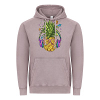 Vintage Zinc pineapple with headphone Vintage Hoodie - BarkalooDesign