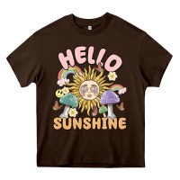Chocolate Brown hello sunshine Heavy Core Tee - MaliasSmallBusiness