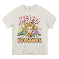 Cream hello sunshine Heavy Core Tee - MaliasSmallBusiness
