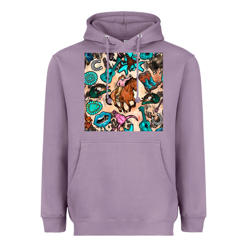 Western Cowgirl Seamless Pattern Heavyweight Hoodie by BundleAndBundleShop | Teevron