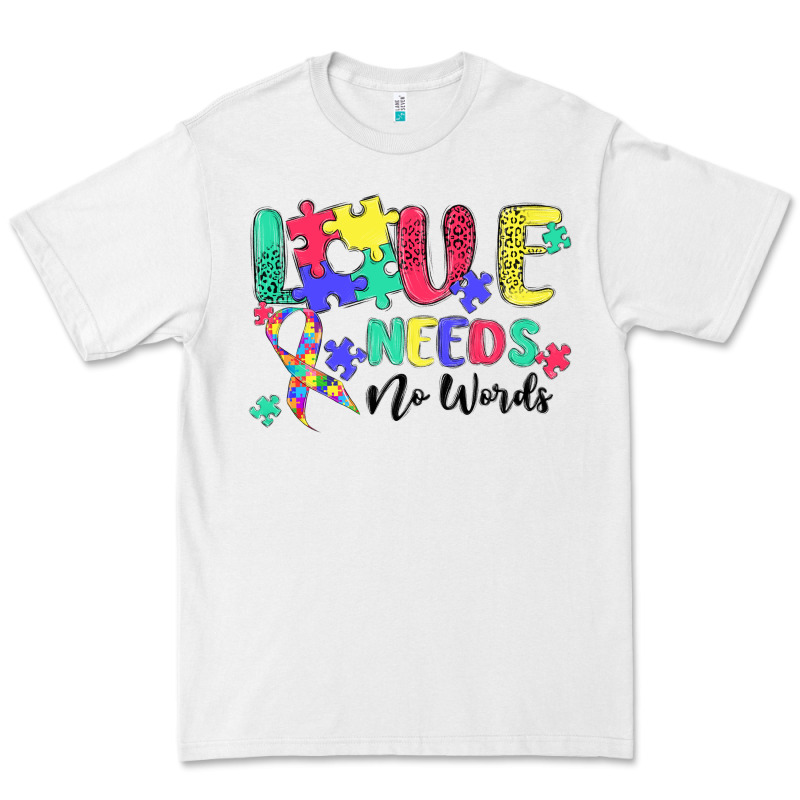 Love Needs No Words Autism Premium Tee by MaliasSmallBusiness | Teevron