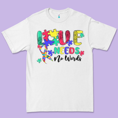 Love Needs No Words Autism Premium Tee Designed By Maliassmallbusiness