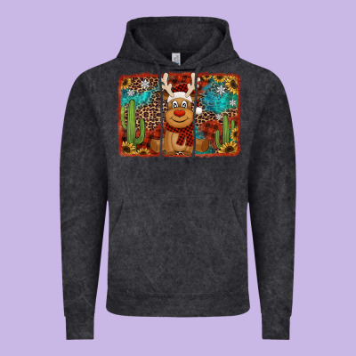 Western Christmas Reindeer With Background Vintage Hoodie Designed By Jasminsmagicworld