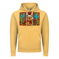 Vintage Mustard western christmas reindeer with background Vintage Hoodie - Jasminsmagicworld