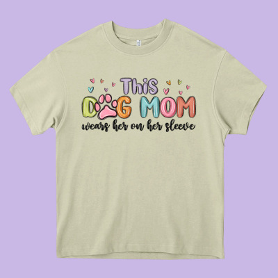This Dog Mom Wears Her Heart On Her Sleeve Heavy Core Tee Designed By Maliassmallbusiness