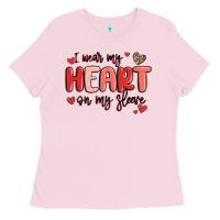 Bubblegum Pink i wear my heart on my sleeve Ladies Tee - MaliasSmallBusiness