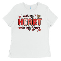 White i wear my heart on my sleeve Ladies Tee - MaliasSmallBusiness