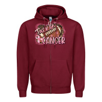 Burgundy Tackle cancer Football Zipper Hoodie - FaDigitalArtStudio