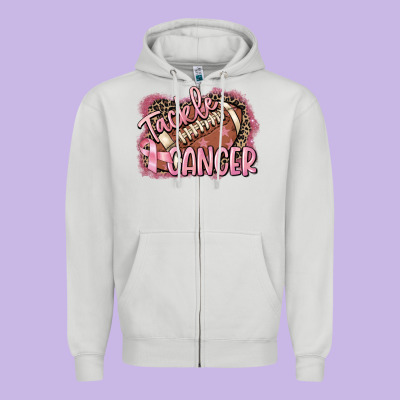 Tackle Cancer Football Zipper Hoodie Designed By Fadigitalartstudio