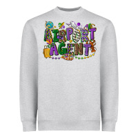 Heather Grey airport agent mardi gras Heavyweight Sweatshirt - CowGirlArtShop