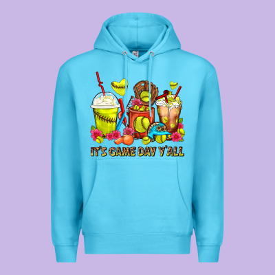 It's Game Day Y'all Softball Coffee Cups Premium Hoodie Designed By Fadigitalartstudio