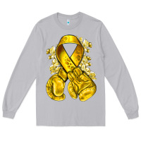 Moon Dust Childhood Cancer yellow ribbon with boxing gloves Long Sleeve Tee - NancyCooperArtShop
