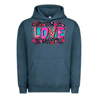 Pigment Midnight Navy Love Valentine Urban Hoodie - CowhideDigitalArt