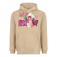 Mushroom Let It Snow Pink Christmas Heavyweight Hoodie - FaDigitalArtStudio