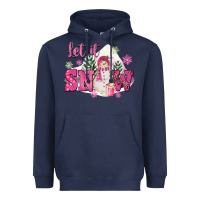 Navy Let It Snow Pink Christmas Heavyweight Hoodie - FaDigitalArtStudio