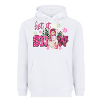 White Let It Snow Pink Christmas Heavyweight Hoodie - FaDigitalArtStudio
