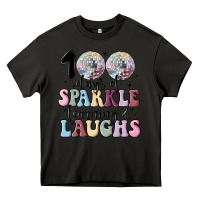 Asphalt 100 days of sparkle learning and laugh faux sequin Heavy Core Tee - MaliasSmallBusiness