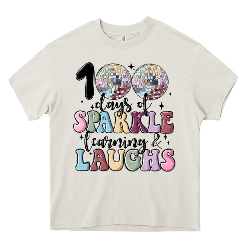 100 Days Of Sparkle Learning And Laugh Faux Sequin Heavy Core Tee by MaliasSmallBusiness | Teevron