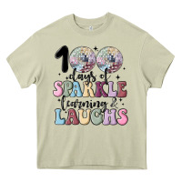 Mossy 100 days of sparkle learning and laugh faux sequin Heavy Core Tee - MaliasSmallBusiness