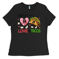 Black all you need is love and tacos Ladies Tee - MaliasSmallBusiness