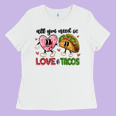 All You Need Is Love And Tacos Ladies Tee Designed By Maliassmallbusiness